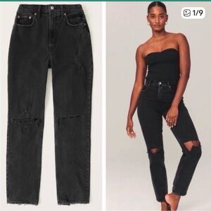Abercrombie & Fitch The ‘90s Straight Ultra High Rise Black Jeans